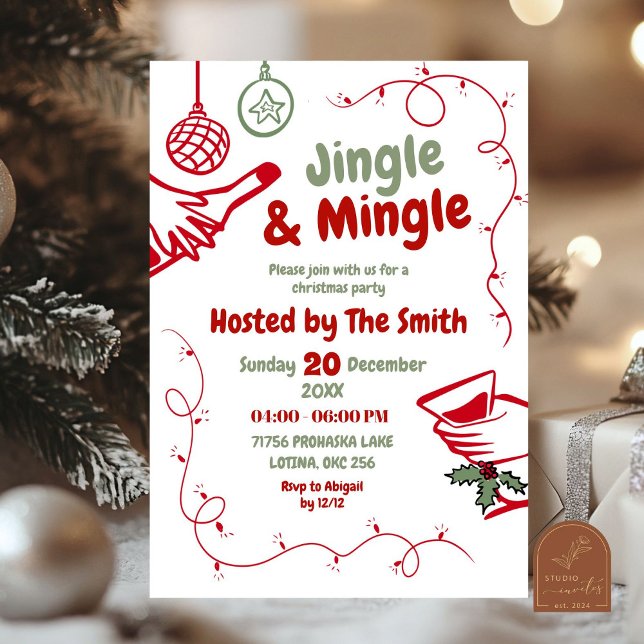 Convite para Festa de Natal Jingle e Mingle (Criador carregado)