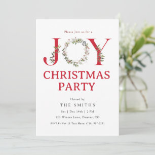 Convite para Festa de Natal JOY com Aquarela Verde