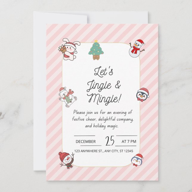 Convite para Festa de Natal Let's Jingle & Mingle  (Frente)