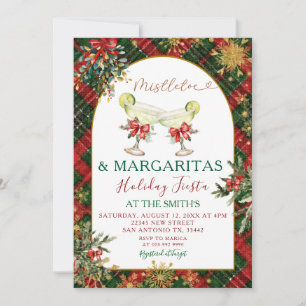 Convite para Festa de Natal Plaid Mistletoe & Marg