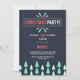 Convite para Festa de Natal Preto com Árvores