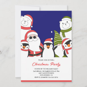 Convite para Festa de Natal Urso do Papai Noel Leg