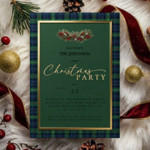 Convite para Festa de Natal | Xadrez Verde Elegant