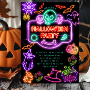 Convite para Festa de Neon Halloween