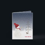 Convite para Festa de Neve<br><div class="desc">Homem de neve de Natal com estrela de ouro para o velho pinheiro para convite para festa de Natal.</div>