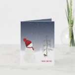 Convite para Festa de Neve<br><div class="desc">Homem de neve de Natal com estrela de ouro para o velho pinheiro para convite para festa de Natal.</div>