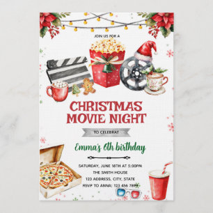convite para festa de noite de filme de Natal
