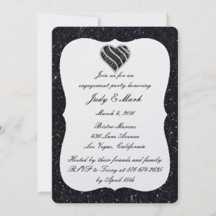 Convite para Festa de Noivado Black Glitter Black