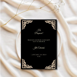 Convite para Festa de Noivado Casamento Preto Dour