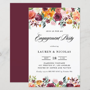 Convite para Festa de noivado de Autumn Blooms Gar