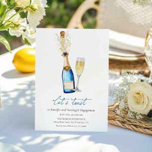 Convite para Festa de noivado de Champanhe Moderno