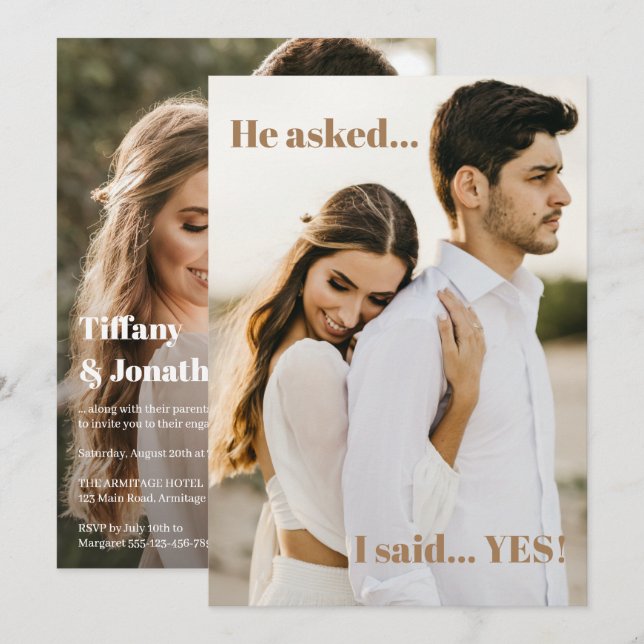 Convite para Festa de noivado de duas fotos (Frente/Verso)