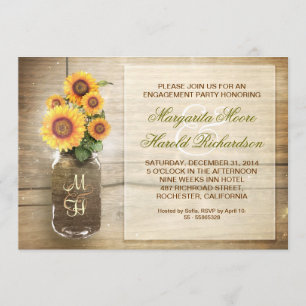 convite para festa de noivado de jarro de girassol