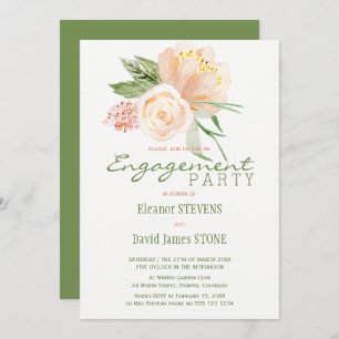 Convite para festa de noivado de ouro de pêssego e