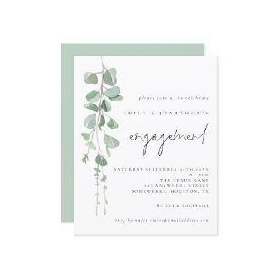 Convite para Festa de noivado de Script Eucalyptus