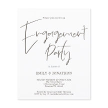 Convite para Festa de noivado de Script Manuscrito