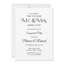 Convite para Festa de noivado de Tipografia Chic