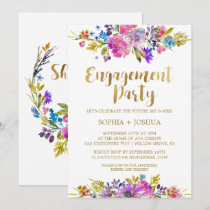Convite para Festa de noivado Dourada do Jardim Ro
