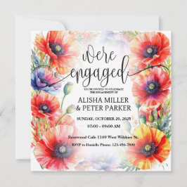 Convite para Festa de Noivado em Aquarela Poppie