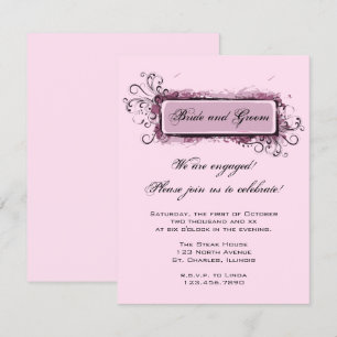 Convite para Festa de noivado Floral Abstrato cor-