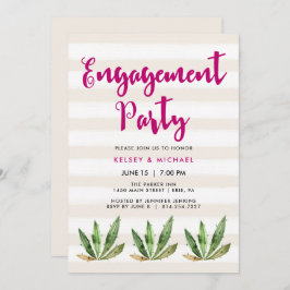 Convite para Festa de noivado Glam Cactus