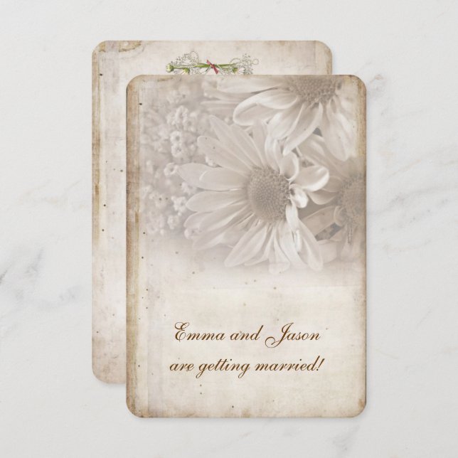 Convite para Festa de noivado Romântica Daisy (Frente/Verso)