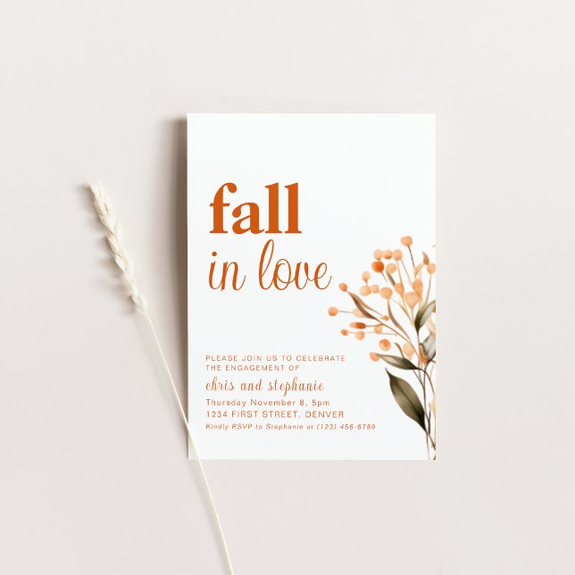 Convite para Festa de noivado Simples Fall in Love (Criador carregado)