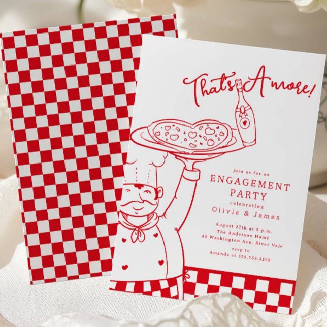 Convite para Festa de Noivado That's Amore Pizza (Criador carregado)