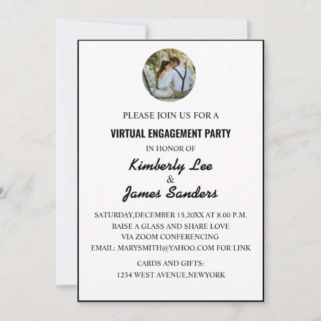Convite para Festa de noivado Virtual de Fotografi (Frente)