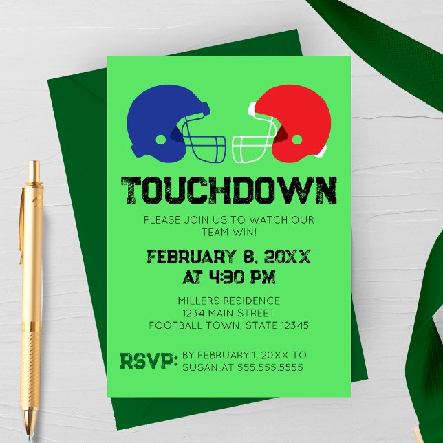 Convite para Festa de Observação de Futebol (Football Watch Party Invitation | Football Helmets Two Team Customizable Invitation)
