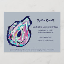 Convite para Festa de Ostras Assadas em Cinza Clar