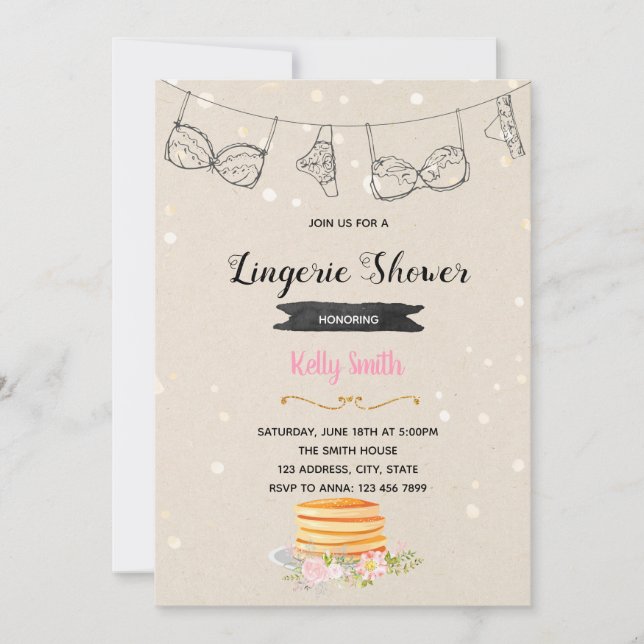 convite para festa de panquecas e lingerie (Frente)