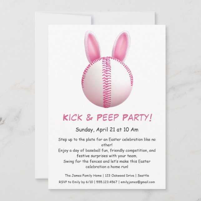 Convite para Festa de Páscoa Hit & Peep – Beisebol (Frente)