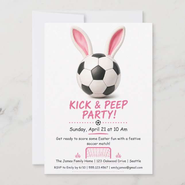 Convite para Festa de Páscoa Kick & Peep – Futebol (Frente)