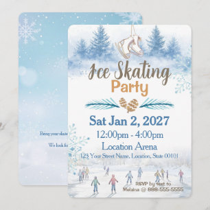 Convite para Festa de Patinação no Gelo de Inverno