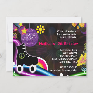Convite para Festa de Patinação no Rolo Disco Glow