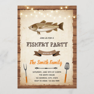 Convite para festa de peixe frito