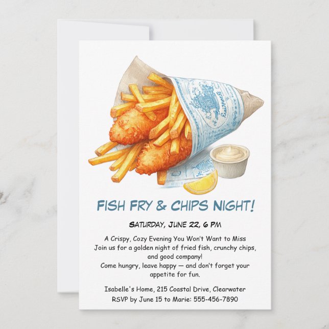 Convite para Festa de Peixe Frito e Batatas – Casu (Frente)