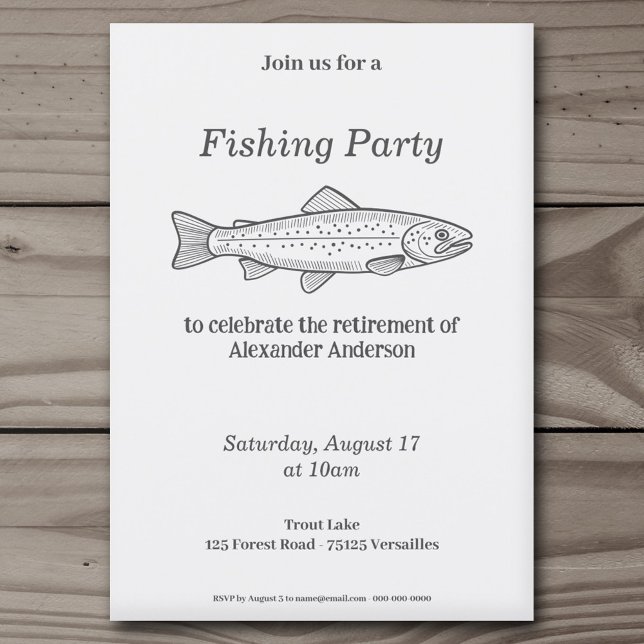 Convite para Festa de Pesca - Truta (Trout - Fishing Party Invitation)