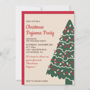 Convite para festa de pijama de Natal Árvore Gigan
