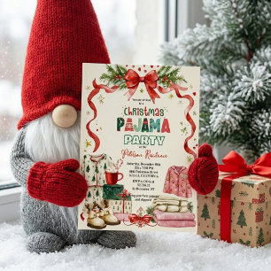 Convite para Festa de Pijama de Natal Férias Aco