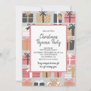 Convite para Festa de Pijamas de Natal Presentes p