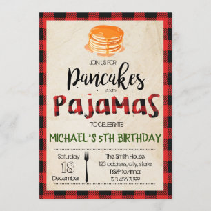convite para festa de pijamas de panqueca xadrez d