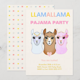 Convite para Festa de Pijamas do Llama