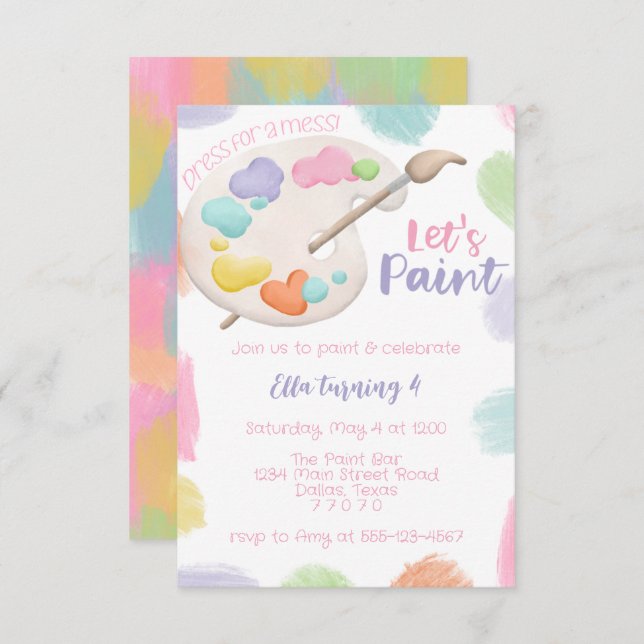 Convite para Festa de Pintura (Frente/Verso)