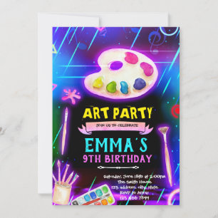 convite para festa de pintura com brilho de neon