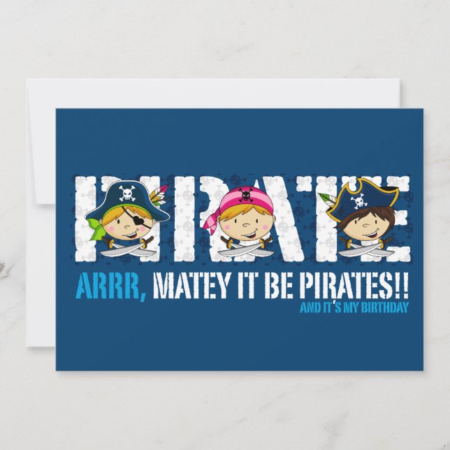 Convite para Festa de Piratas Cutes (Frente)