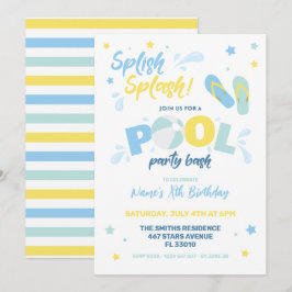 Convite para Festa de Piscina Azul