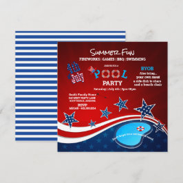 Convite para Festa de Piscina de 4 de Julho com Ch