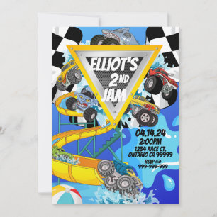 Convite para Festa de Piscina de Caminhão Monstro